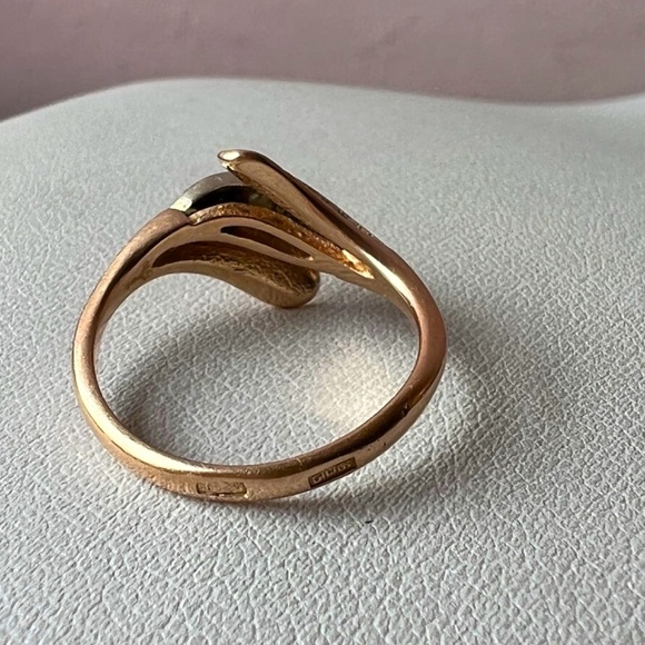 VINTAGE SOVIET UNION RUSSIAN TWO TONE 14K ROSE & WHITE GOLD RING HALLMARKED